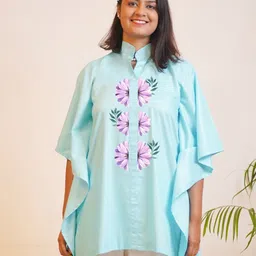 LetsDressUp Floral Printed Mandarin Collar Flared Sleeves Kaftan Kurti-picture-24