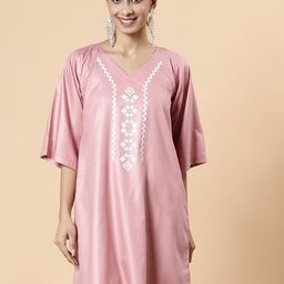 LetsDressUp Ethnic Motifs Printed V-Neck Straight Kurti-image-82
