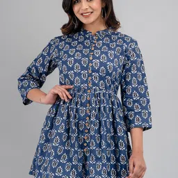FERANOID A-Line Ethnic Motifs Printed Pure Cotton Kurti-image-95