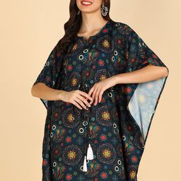 ZNX Clothing Ethnic Motifs Printed V-Neck Kaftan Kurti-image-76