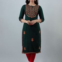 KALINI Floral Embroidered Straight Kurta-23