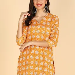 ZNX Clothing Floral Printed V-Neck Pure Cotton Kurti-43