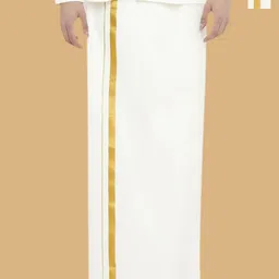 WHITE HEART Pack Of 2 Men Cotton Zari Border Single Layer Dhoti-picture-17