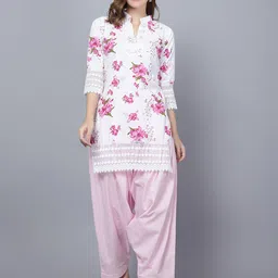 Trendzmy Mandarin Collar Floral Printed Pure Cotton Kurti-image-94