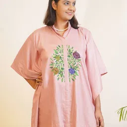 LetsDressUp Floral Printed Mandarin Collar Flared Sleeves Kaftan Kurti-picture-4