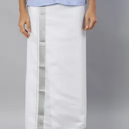 Ramraj Men Pure Cotton Double Layer Dhoti With Zari Border-41