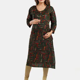 Be You Abstract Printed Round Neck Maternity Kurta-image-80
