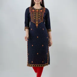 KALINI Ethnic Motifs Embroidered Straight Kurta-picture-44