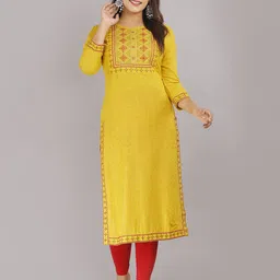 KALINI Thread Work Yoke Design Straight Kurta-image-73