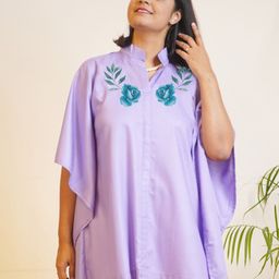 LetsDressUp Floral Printed Mandarin Collar Flared Sleeves Kaftan Kurti-picture-9