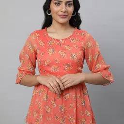 AURELIA Floral Printed Keyhole Neck Empire Kurti-picture-47