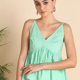 Mast & Harbour Geometric Print Pure Cotton Peplum Top-picture-7