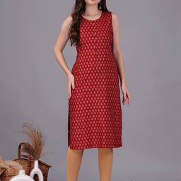 SRFA Ethnic Motifs Printed Sleeveless Straight Kurta-image-76