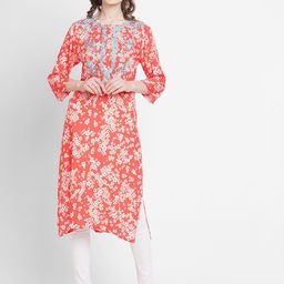 Cloth Haus India Women Red & Blue Floral Printed Floral Kurta-image-58