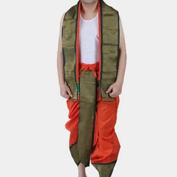 PRAKASAM COTTON Men Orange & Green Dhoti Pants-image-66