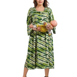 Be You Abstract Printed A Line Maternity Dress-image-33