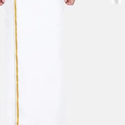 Ramraj Pack of 2 Pure Cotton Zari Border Dhotis-image-58