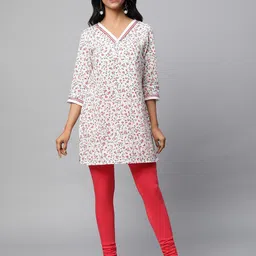 AURELIA Floral Printed V-Neck Kurti-40