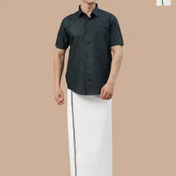 WHITE HEART Men Pack Of 2 Cotton Big Border Single Layer Dhoti-10