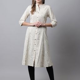 Cantabil Women Cream-Coloured Floral Printed Kurta-25