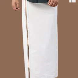 WHITE HEART Men Pack Of 2 Cotton Small Border Single Layer Dhoti-9