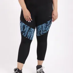 STUDIOACTIV Women Black & Blue Slim Fit Printed Capris-image-55