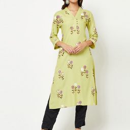 BARARA ETHNIC Floral Printed V Neck Straight Kurta-image-42