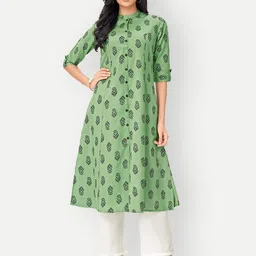 DRESOUL Floral Printed Pure Cotton A-Line Kurta-image-24