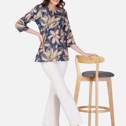 INDIAN KNOTS Floral Printed Pure Cotton Kurti-image-82