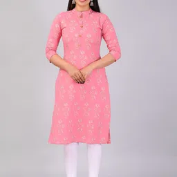 MAUKA Floral Printed Mandarin Collar Straight Kurta-image-5