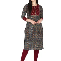KANNAHI Women Ethnic Motifs Ajrak Printed Straight Kurta-13