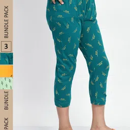 BAESD Girls Pack Of 3 Conversational Printed Pure Cotton Capris-image-90
