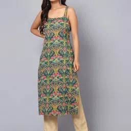 Bani Women Floral Printed Shoulder Straps Pure Cotton Kurta-10