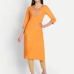 SUTI Women Yellow Ethnic Motifs Embroidered Mirror Work Kurta-image-48