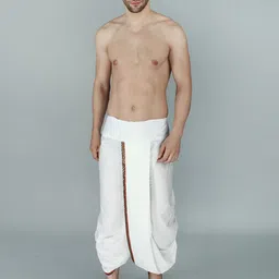 Exotic India Cotton Ready to Wear Dhoti With Woven Zari Patti from-45