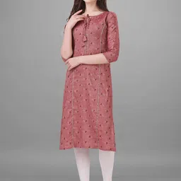 BAPS Floral Printed Tie Up Neck Pure Cotton Kurta-image-13