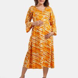 Be You Abstract Printed A Line Maternity Dress-image-102