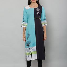EZIS FASHION Woman Blue Abstract Print Kurta-image-10