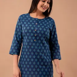 FERANOID Floral Printed Pure Cotton Kurti-image-74