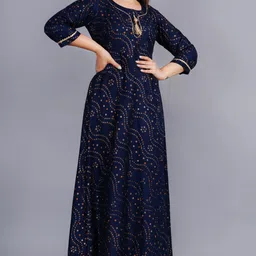 SIPET Ethnic Motifs Printed A Line Maxi Ethnic Dress-image-1