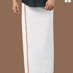 WHITE HEART Men Pack Of 2 Cotton Small Border Single Layer Dhoti-8
