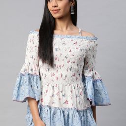 MALHAAR Floral Print Off-Shoulder Peplum Top-image-16