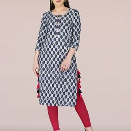KANNAHI Women Ethnic Motifs Printed Cotton Straight Kurta-14
