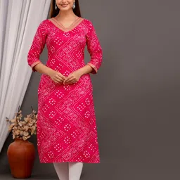Vaimiya Bandhani Printed Zari Straight Kurta-image-17