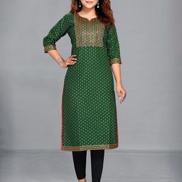 MARUTI ART Floral Printed Gotta Patti Kurta-image-2