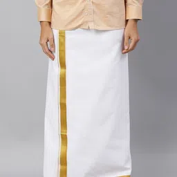 Ramraj Pure Cotton Zari Border Dhoti-image-80