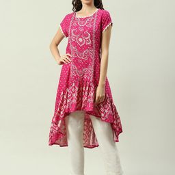 Biba Ethnic Motifs Printed High Low A-line Kurta-2
