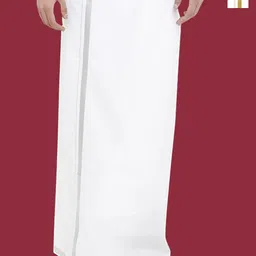 WHITE HEART Men Pack Of 2 Cotton Zari Border Single Layer Dhoti-16