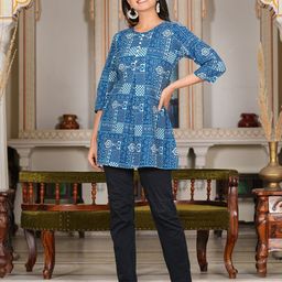 KALINI Ethnic Printed A-Line Pure Cotton Kurti-image-62