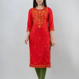 KALINI Ethnic Motifs Embroidered Straight Kurta-picture-50